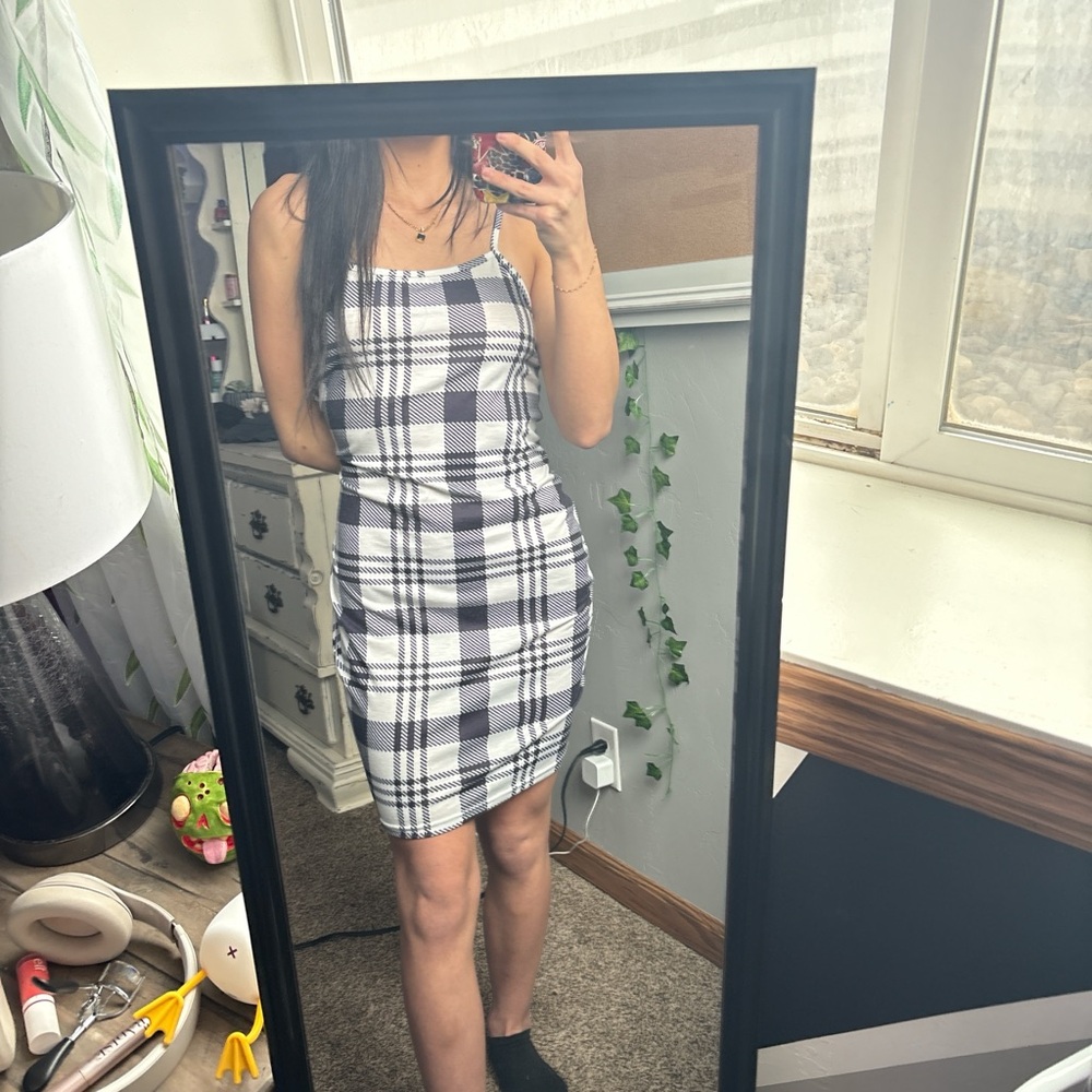 Plaid Black and White Dress